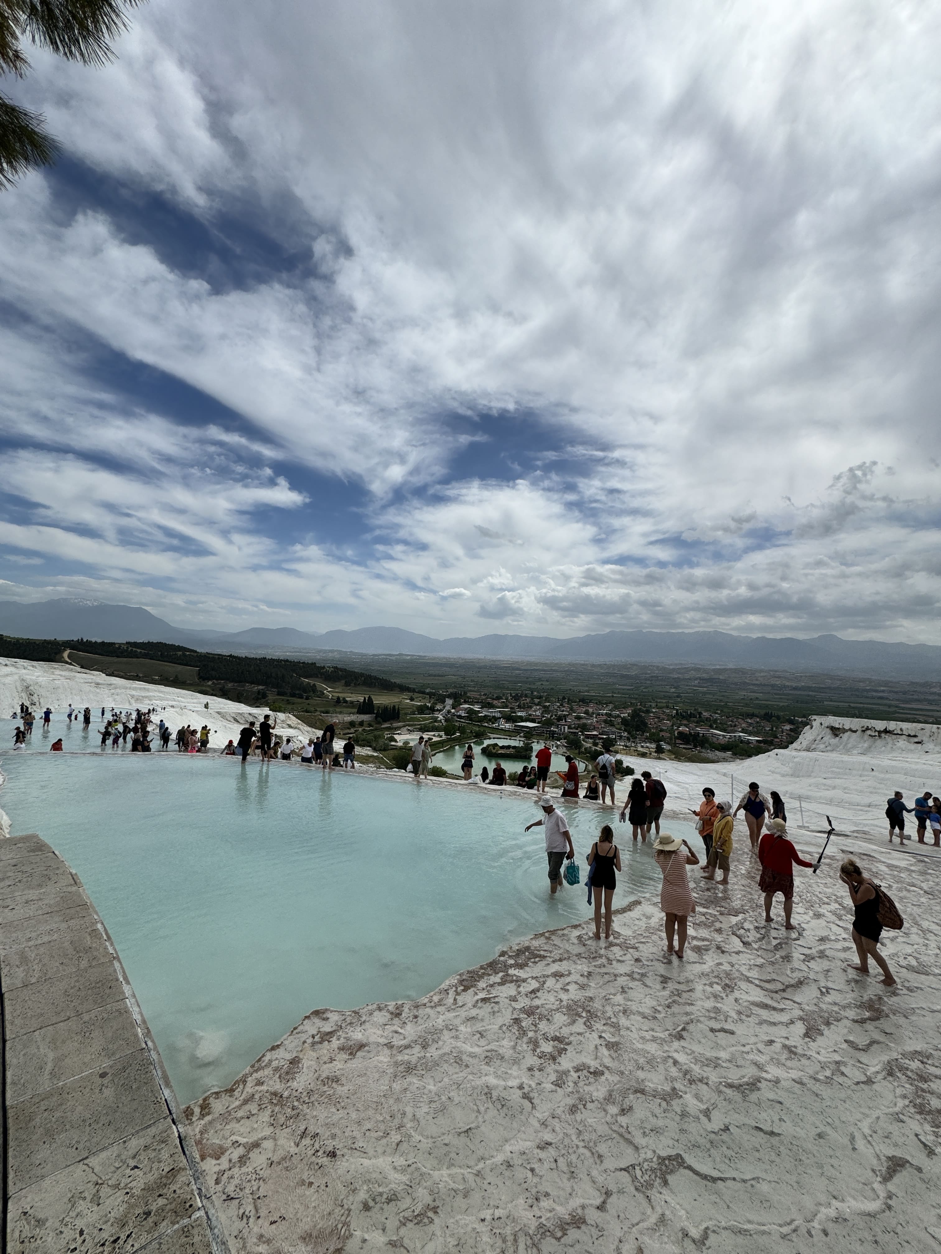 Pamukkale white travertine terraces thermal pools
