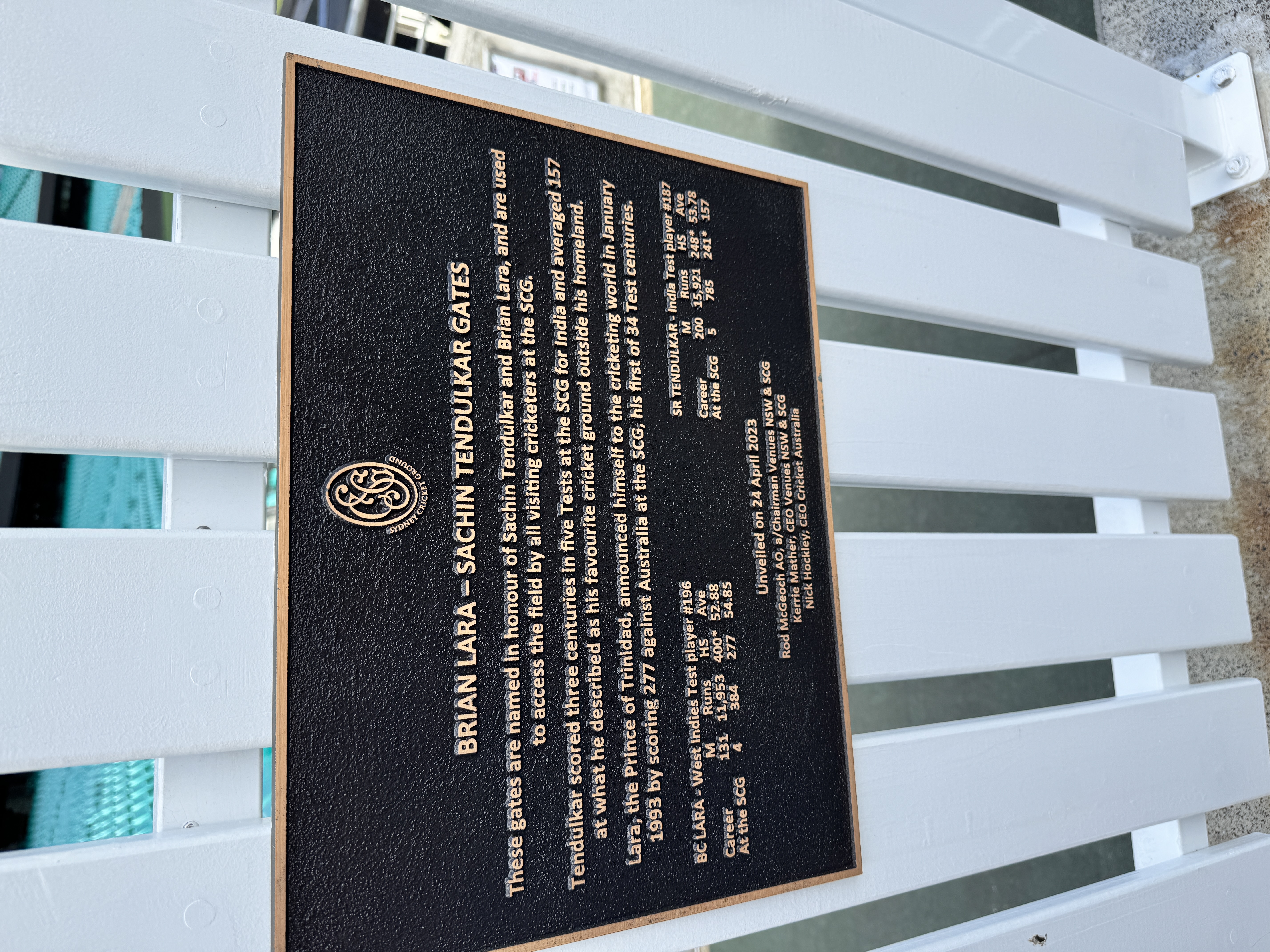 Brian Lara Sachin Tendulkar Gates at SCG